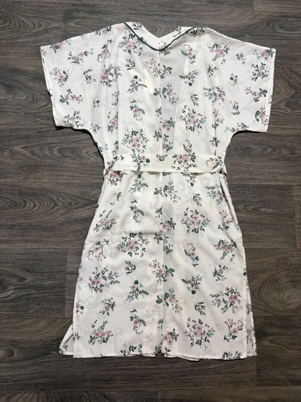 NEW Moon River Floral Kimono Robe Belt XS White Pink Green Cottagecore Boho